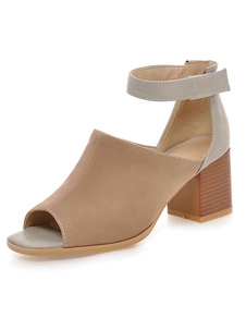 Peep Toe sandales abricot Suede talons hauts pour femmes