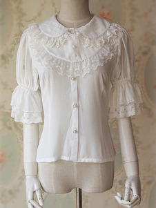 Chemisier blanc Lolita manches milieu Hime