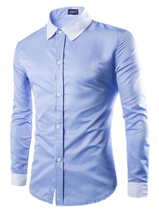 Bleu ciel chemise coton Chemise Casual pour hommes