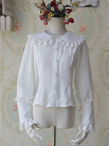 Manches longues Lolita Blouse en mousseline de soie rayures