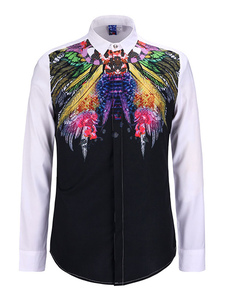 Chemise impression 3D blanche coton Chemise Casual pour hommes