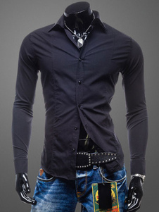 Chemise noire coton Chemise Casual pour hommes