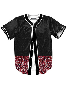 Noir à manches courtes chemise coton impression Casual chemise pour homme