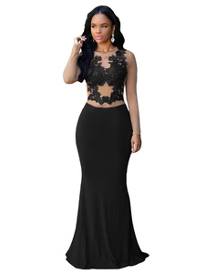 Robe Maxi de Accent noir maille nue