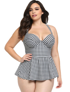 Plus Size Vichy jupe Top Tankini maillot de bain