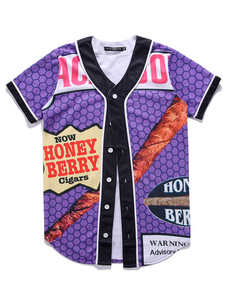 Raisin chemise lettres impression coton Casual chemise à manches courtes pour hommes