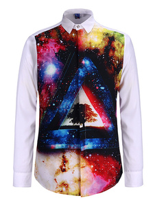 Chemise blanche coton impression 3D occasionnel Shirt pour hommes