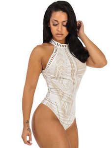 Body dentelle Boho écru avec licou