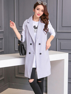 Gilet Long gris boutons Slim Fit gilet pour femmes