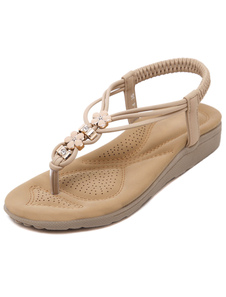 Thong abricot ou plus Chic PU sandales pour femmes