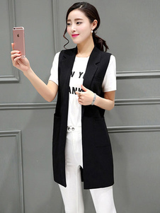 Gilet Long noir Slim Fit gilet pour femmes
