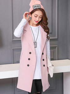 Gilet croisé boutons rose gilet Long pour femme