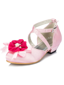 Fleur rose fille sandales fleur Pearl bretelles Satin chaussures
