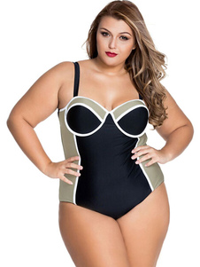 Maillot de bain une pièce Underwire Spandex Lycra bicolore mode féminine