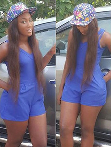 Bleu royal barboteuse Slim Fit coton mélange barboteuse pour les femmes