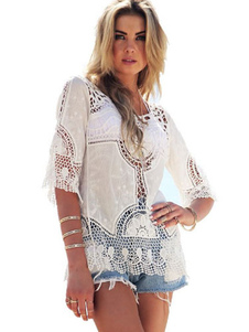 Blanc coupé couvrez-vous de coton Slim Fit Top pour femmes