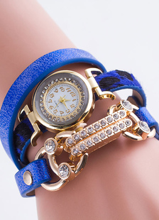 Fashion bracelet cuir métal rond forme montre pour femme