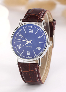 Fashion bracelet cuir métal rond forme montre pour femmes