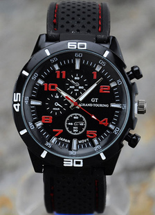 Bracelet de caoutchouc métal rond forme montre pour homme