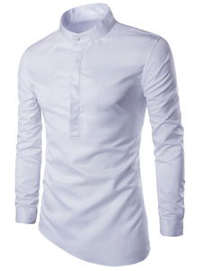 Col haut manches longues façonnage chemise décontractée coton homme