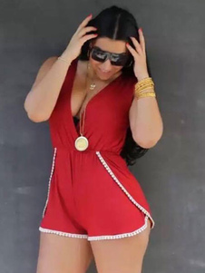 Coupe-bas orange barboteuse Backless découpé coton mélange barboteuse pour femmes