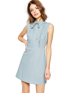 Bow Ruffles robe courte Slim Fit robe d’été