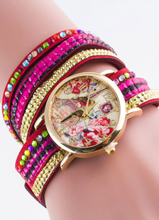 Fashion bracelet métal rond forme montre pour femmes