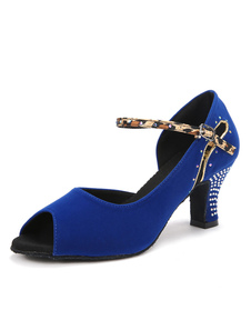 Blue Peep Toe Terry Ballroom chaussures à semelle souple