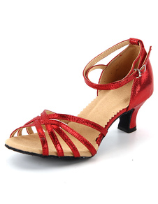 Chaussures à Ballroom Glitter semelle rouge Open Toe souple
