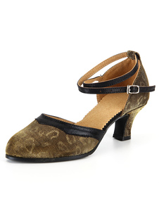 Chaussures à Ballroom Glitter semelle bronze Round Toe souple