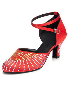 Red Tour cheville sangle salle de bal Satin chaussures