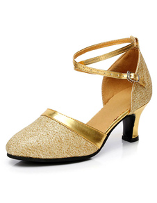 Chaussures à Ballroom Glitter semelle bronze Round Toe souple