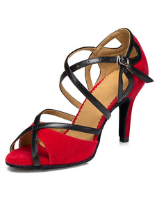 Bout ouvert rouge bracelet réglable Terry Ballroom Shoes