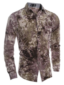 Cou de propagation façonnage coton Chemise Casual pour hommes