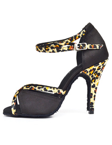 Noire Peep Toe sangle réglable salle de bal Satin chaussures