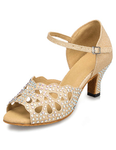 Bracelet en or réglable Open Toe paillettes tissu Ballroom Shoes
