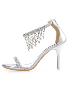 Robe sandales talon aiguille strass PU cuir élégant élégant Ladies'