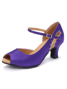 Purple Peep Toe Satin Ballroom chaussures à semelle souple