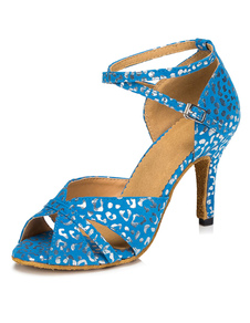 Cheville bleu bracelet Peep Toe Terry Ballroom Shoes