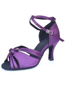 Deep Purple Peep Toe cheville sangle salle de bal Satin chaussures