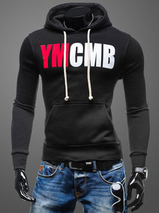 Noirs Pullover Hoodie Sweatshirt hommes avec poche