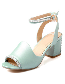 Sandales à talon Chunky féminin Chic strass