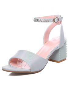 Sandales à talon Chunky strass femmes