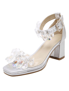 Chic argent femme bijoux robe sandales