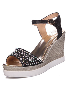 Sandales compensées de femme strass