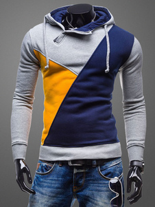 Color Block Hoodie Long masculine Sleeves Sweatshirt
