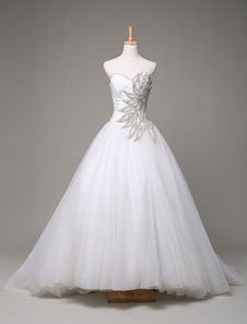 Sweatheart robe de mariage robe boule perles strass Tribunal Train robe de mariée