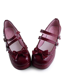 La place sombre rouge Lolita Shoes talons chaussures avec Bow