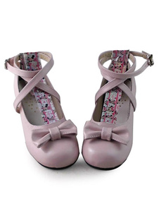Sweet Lolita rose talons chaussures ornées de boucles