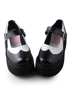 Noir blanc Lolita Shoes plateforme haute